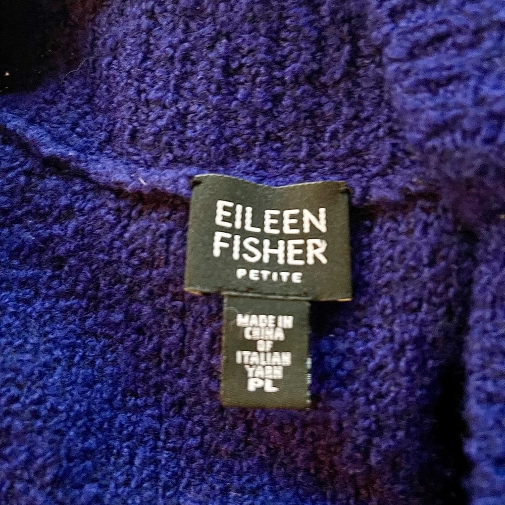 Eileen Fisher LP Large Petit merino wool & cashmere shawl collared pullover. EUC - Picture 3 of 6